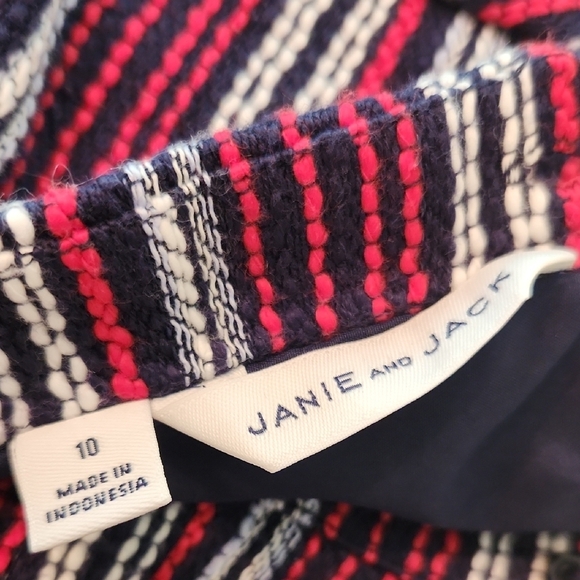 Janie and Jack Navy Blue Red White Boucle Dress Size 10 - Picture 5 of 9